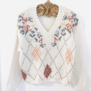 Vintage Floral Cottagecore Pastel Grandma Sweater